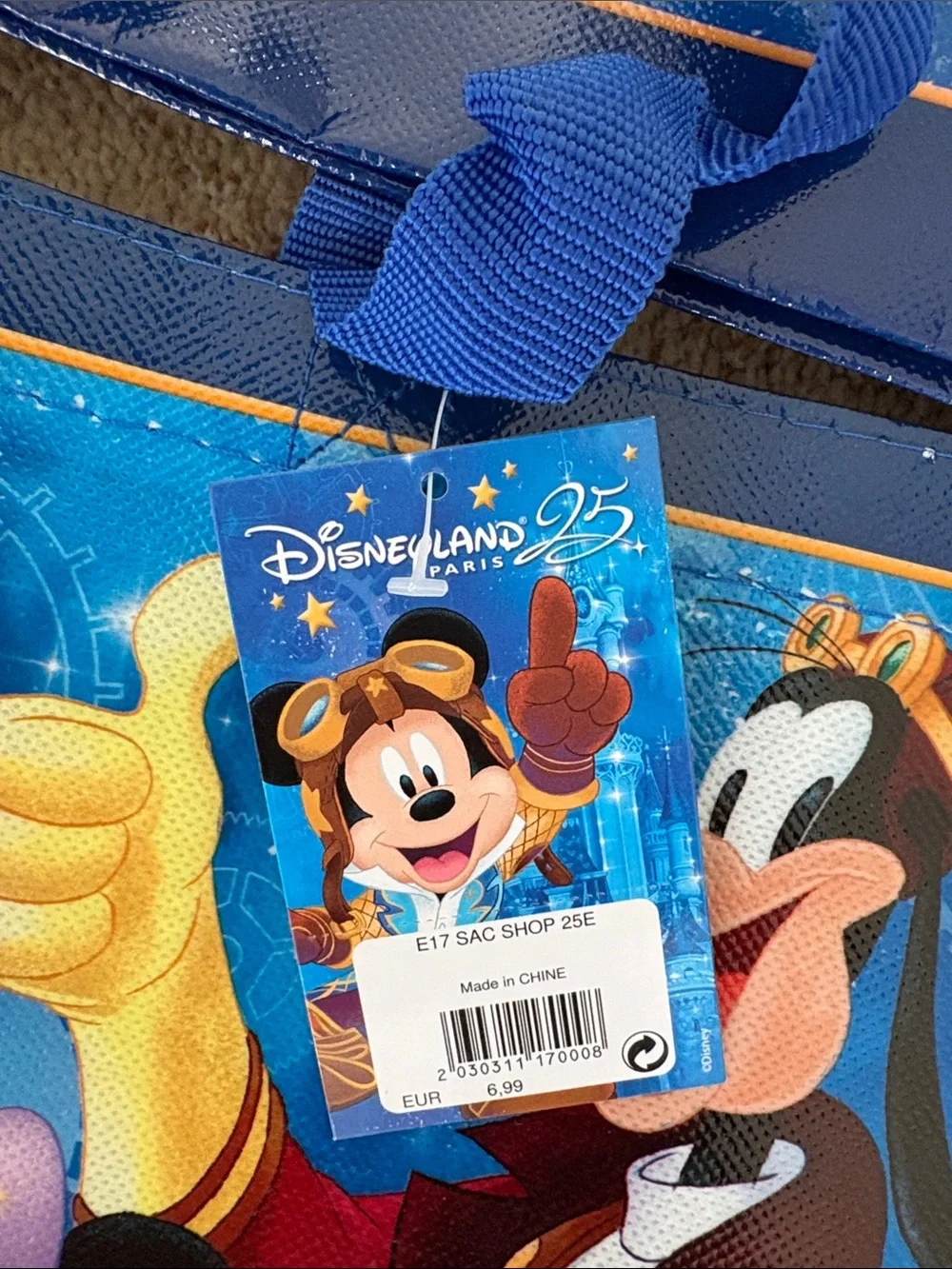 Disney Blue 25 Years of Stars - reusable Tote Bags with Mickey & Friend nwt